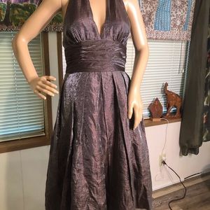 Adriana Papel pewter taffeta Halter cocktail dress